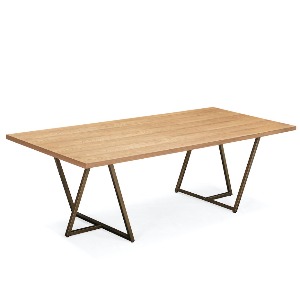 Dannon - Wood Dinning Table (MDF White OAK Venner + Metal)